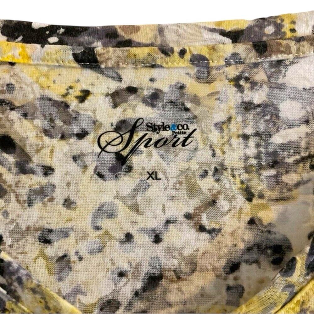 Style&co Top Womens XL Yellow Black White Abstract Tie Dye Stretch‎ Lightweight - Picture 4 of 7